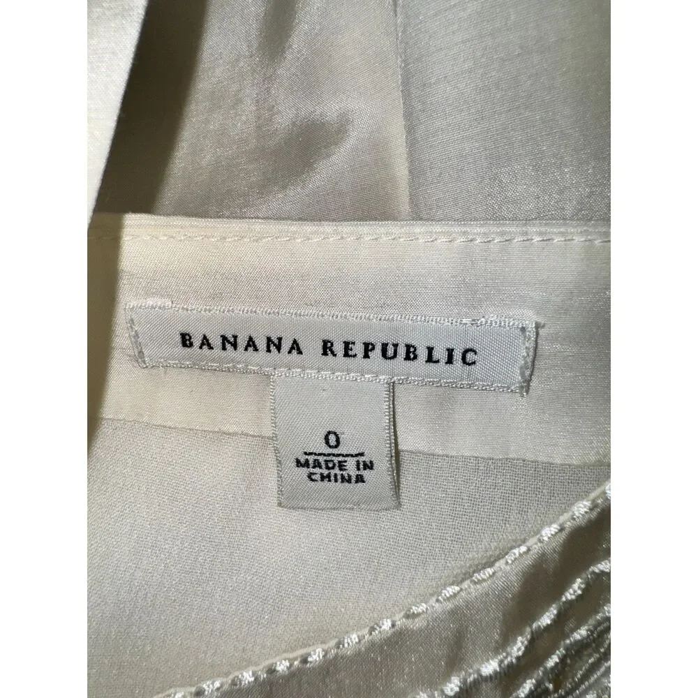 Banana Republic Women's Dress Ivory Size 0 Sleeveless Classic Cocktail‎ Wedding